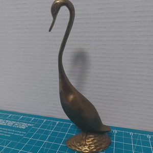 Vintage Brass Mounted Tall Brass Swan Sculpture 8 inch High